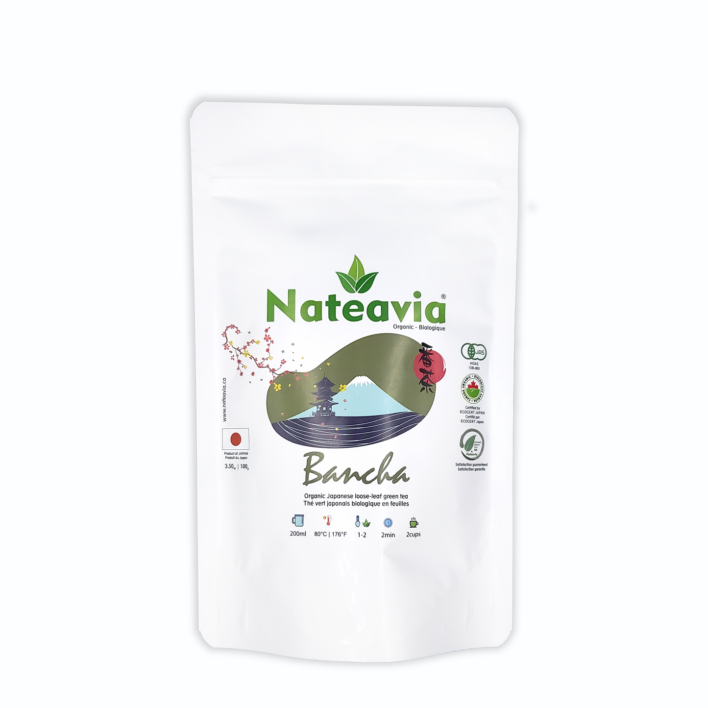 Organic Japanese Bancha Tea, Loose Leaf Green Tea from Kagoshima, Light Taste, Low Caffeine, 100g – Nateavia