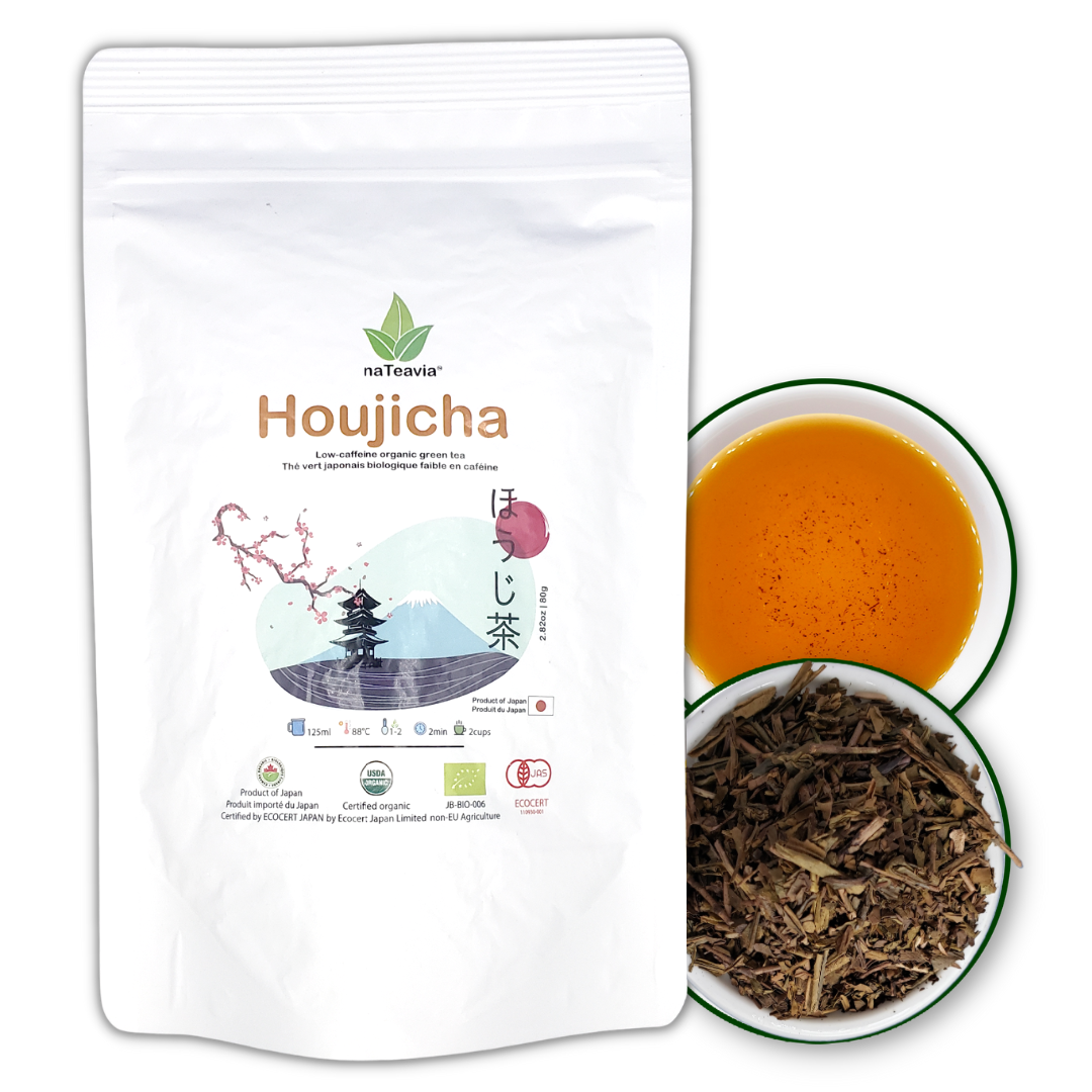Premium Organic Japanese Houjicha  Gold Roast Green Tea from Shizuoka Low-Caffeine, 80g  Nateavia