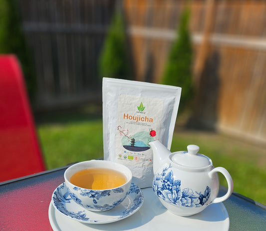 Nateavia Houjicha - Thé vert japonais torréfié doré biologique de qualité supérieure - Faible teneur en caféine - Origine japonaise authentique, de Shizuoka - 80 g