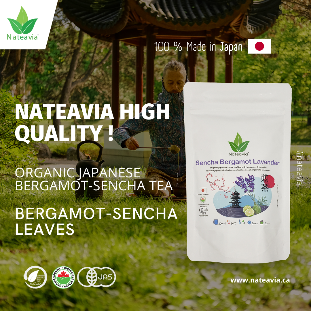 Nateavia Sencha with Bergamot - Organic Japanese Loose Leaf Green Tea with Bergamot - First Flush - Authentic Japanese Origin, from Shizuoka - 50g