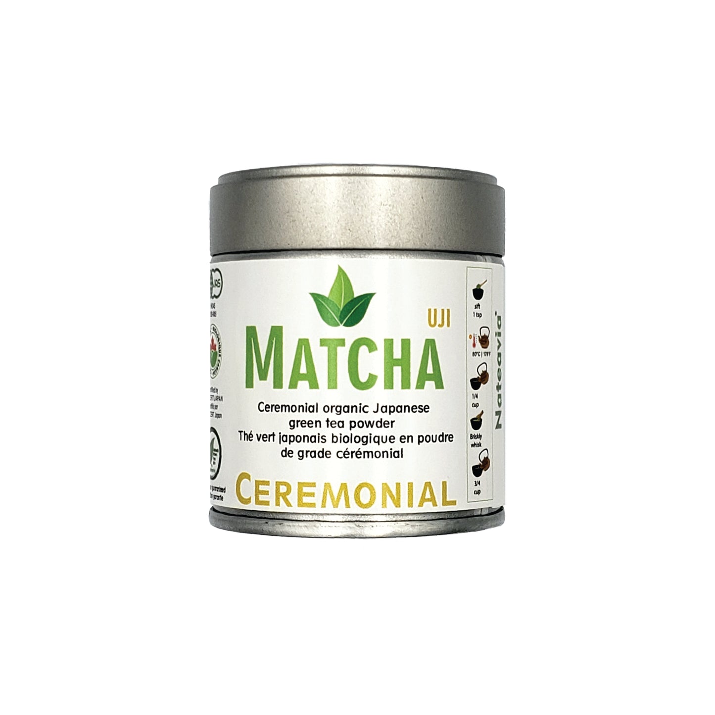 Nateavia Matcha - Ceremonial Grade Organic Japanese Green Tea Matcha Powder - Organic Unsweetened Easy Brewing - Authentic Japanese, Uji-Kyoto - 40g