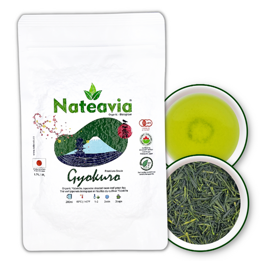 Nateavia Gyokuro Yabukita - Premium Organic Japanese Loose Leaf Green Tea - Smooth, Mild - Authentic Japanese Origin, from Shizuoka  - 50g